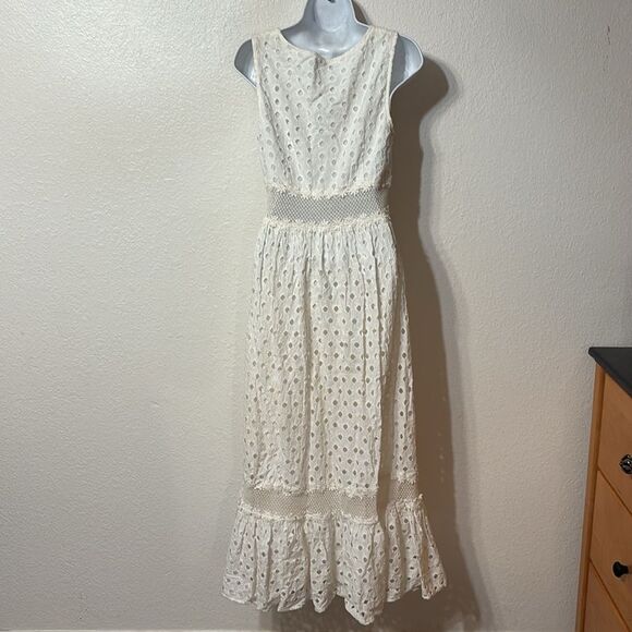 Anthropologie Leifnotes Sleeveless Eyelet Maxi Dress Size 6 - Picture 7 of 7